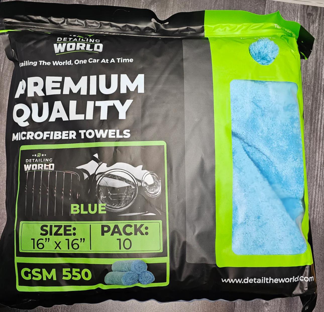 Detailing World Microfiber Towels -10Pack 550GSM - Blue