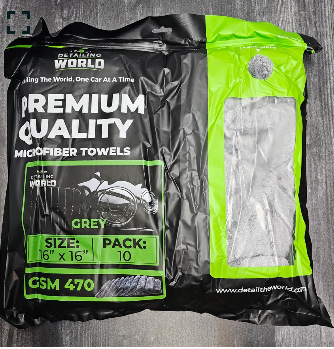 Detailing World Microfiber Towels -10Pack 470GSM - Gray