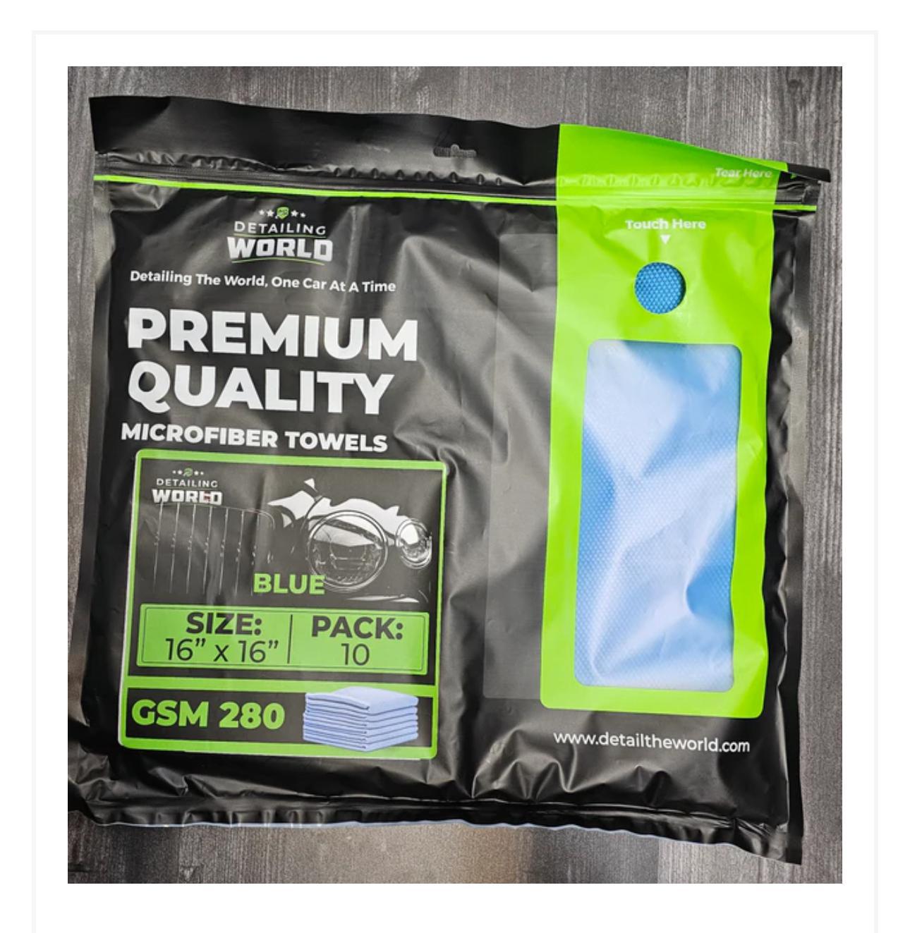 Detailing World Diamond Glass Towels -10Pack 280GSM - Blue